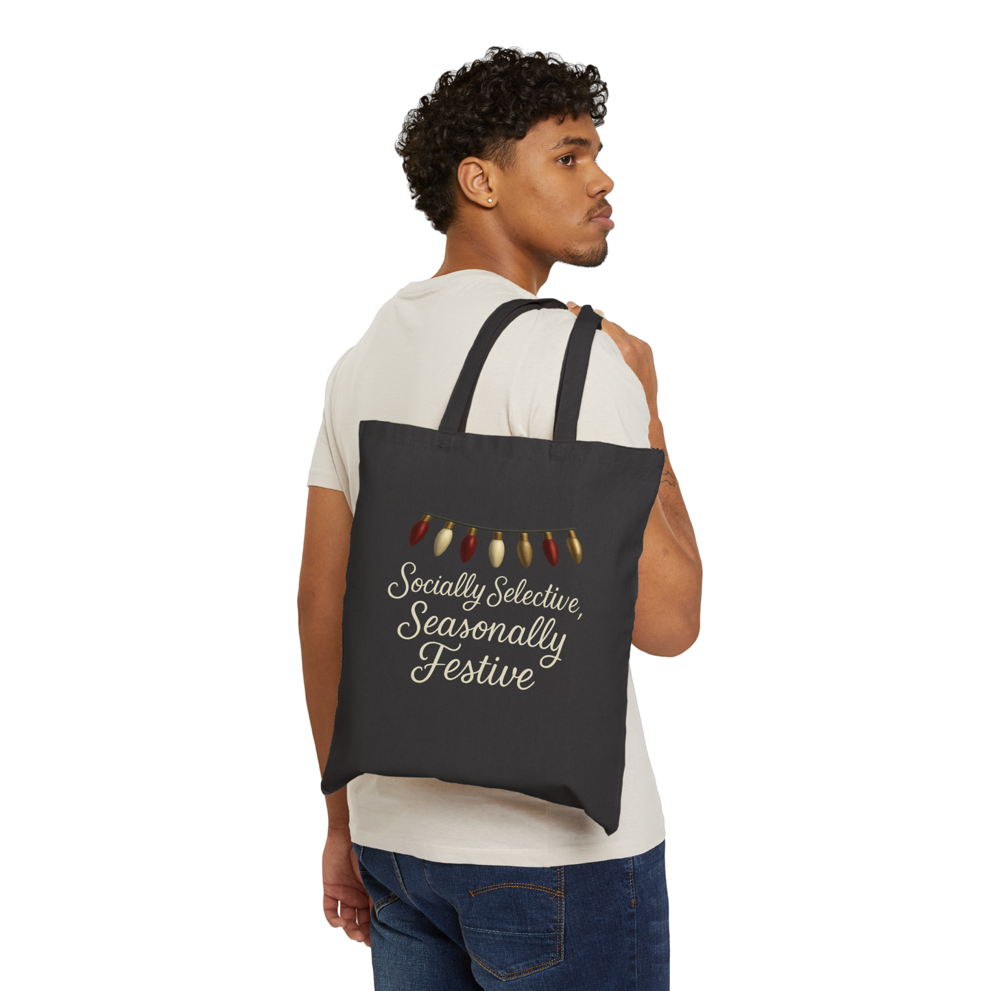 Socially Selective, Seasonally Festive - Canvas Tote Bag