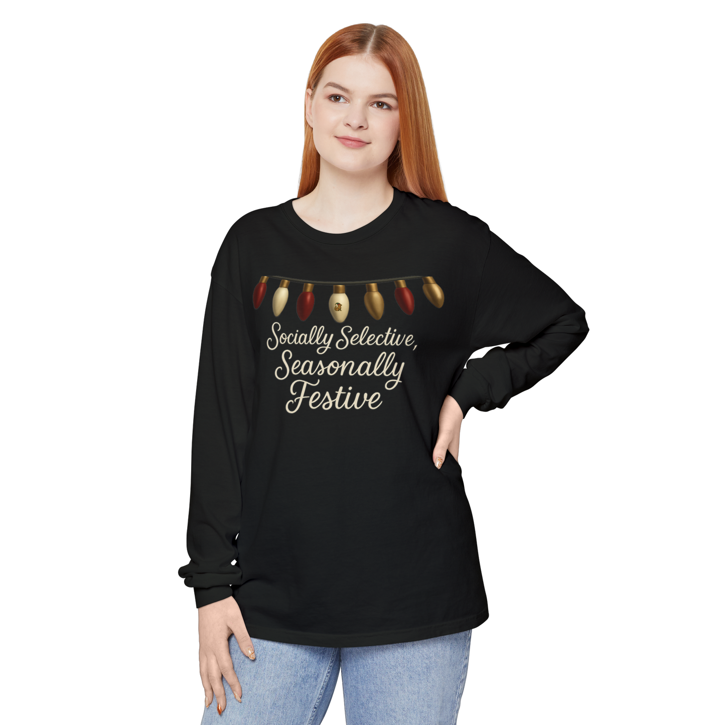 Socially Selective, Seasonally Festive - Long Sleeve Tee