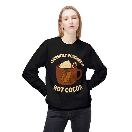 Currently Powered by Hot Cocoa - Cozy Crewneck Sweatshirt